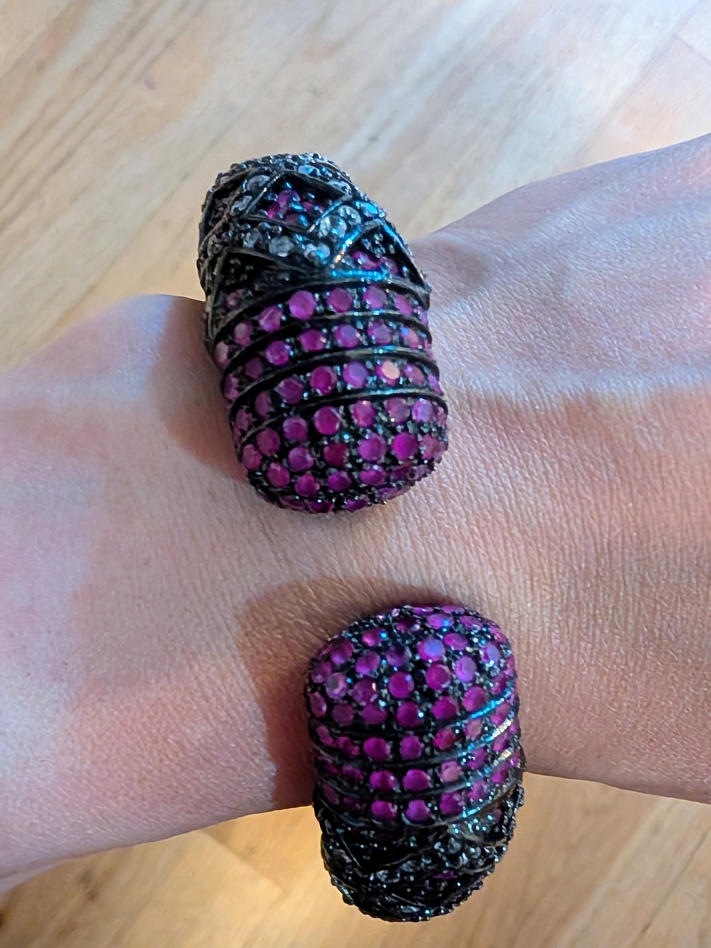 Women's Pink Pave Crystal Open Cuff Bracelet